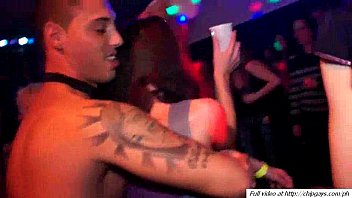 Hot brunettes dancing at party